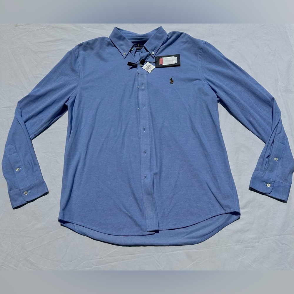 NWT Ralph Lauren Knit Oxford Blue Button Down